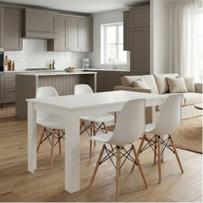 Σετ τραπεζαρία 5τμχ Darlen - Nova Megapap χρώμα λευκό 125x72x74εκ. Σετ τραπεζαρία 5τμχ Darlen - Nova Megapap χρώμα λευκό 125x72x74εκ.