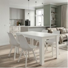 Σετ τραπεζαρία 5τμχ Darlen - Viva Megapap χρώμα λευκό 125x72x74εκ.