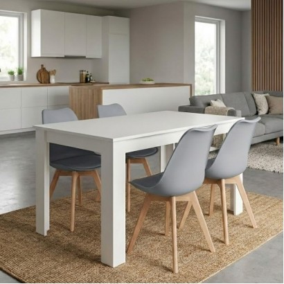 Σετ τραπεζαρία 5τμχ Darlen - Viva Megapap χρώμα λευκό - γκρι 125x72x74εκ.