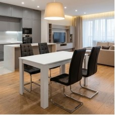 Σετ τραπεζαρία 5τμχ Darlen - Vela Megapap χρώμα λευκό - μαύρο 125x72x74εκ.