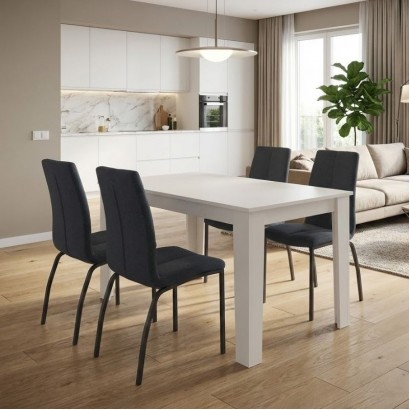 Σετ τραπεζαρία 5τμχ Darlen - Fina Megapap χρώμα λευκό - ανθρακί 125x72x74εκ.