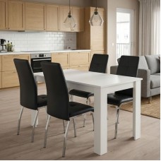 Σετ τραπεζαρία 5τμχ Darlen - Alma Megapap χρώμα λευκό - μαύρο 125x72x74εκ. Σετ τραπεζαρία 5τμχ Darlen - Alma Megapap χρώμα λευκό - μαύρο 125x72x74εκ.