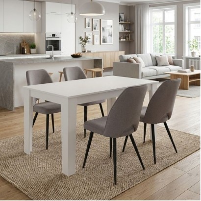 Σετ τραπεζαρία 5τμχ Darlen - Christy Megapap χρώμα λευκό - ανοιχτό μπεζ 125x72x74εκ.