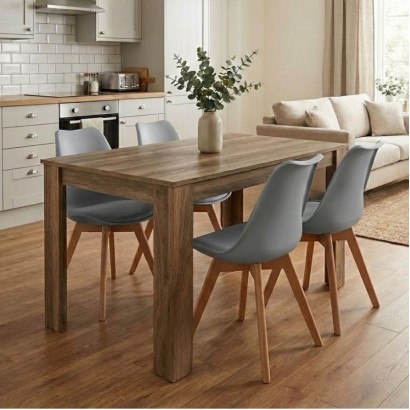 Σετ τραπεζαρία 5τμχ Darlen - Viva Megapap χρώμα καρυδί - γκρι 125x72x74εκ.