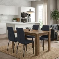 Σετ τραπεζαρία 5τμχ Darlen - Fina Megapap χρώμα καρυδί - ανθρακί 125x72x74εκ.