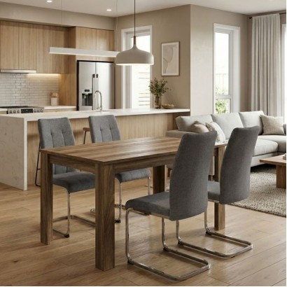 Σετ τραπεζαρία 5τμχ Darlen - Laura Megapap χρώμα καρυδί - γκρι 125x72x74εκ. Σετ τραπεζαρία 5τμχ Darlen - Laura Megapap χρώμα καρυδί - γκρι 125x72x74εκ.