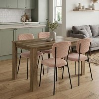 Σετ τραπεζαρία 5τμχ Darlen - Kevin Megapap χρώμα καρυδί - μόκα 125x72x74εκ.