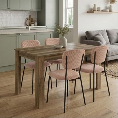 Σετ τραπεζαρία 5τμχ Darlen - Kevin Megapap χρώμα καρυδί - μόκα 125x72x74εκ.