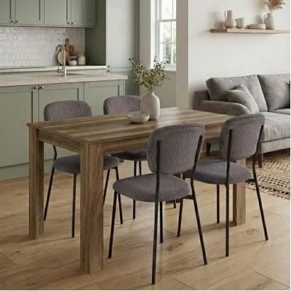 Σετ τραπεζαρία 5τμχ Darlen - Kevin Megapap χρώμα καρυδί - γκρι 125x72x74εκ.