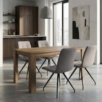 Σετ τραπεζαρία 5τμχ Darlen - Bianca Megapap χρώμα καρυδί - ανοιχτό μπεζ 125x72x74εκ.