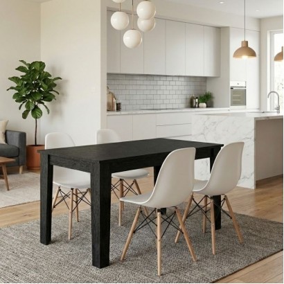 Σετ τραπεζαρία 5τμχ Darlen - Nova Megapap χρώμα sencron black - λευκό 125x72x74εκ. Σετ τραπεζαρία 5τμχ Darlen - Nova Megapap χρώμα sencron black - λευκό 125x72x74εκ.