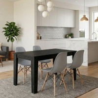 Σετ τραπεζαρία 5τμχ Darlen - Nova Megapap χρώμα sencron black - γκρι 125x72x74εκ.