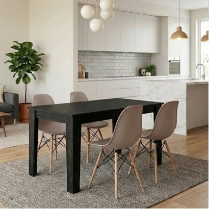 Σετ τραπεζαρία 5τμχ Darlen - Nova Megapap χρώμα sencron black - cappuccino 125x72x74εκ.