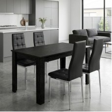 Σετ τραπεζαρία 5τμχ Darlen - Rosa Megapap χρώμα sencron black - μαύρο/χρωμίου πόδι 125x72x74εκ. Σετ τραπεζαρία 5τμχ Darlen - Rosa Megapap χρώμα sencron black - μαύρο/χρωμίου πόδι 125x72x74εκ.