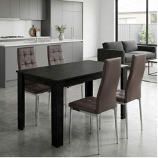 Σετ τραπεζαρία 5τμχ Darlen - Rosa Megapap χρώμα sencron black - καφέ/χρωμίου πόδι 125x72x74εκ. Σετ τραπεζαρία 5τμχ Darlen - Rosa Megapap χρώμα sencron black - καφέ/χρωμίου πόδι 125x72x74εκ.