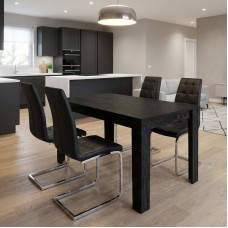 Σετ τραπεζαρία 5τμχ Darlen - Vela Megapap χρώμα sencron black - μαύρο 125x72x74εκ.