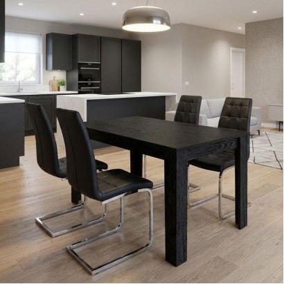 Σετ τραπεζαρία 5τμχ Darlen - Vela Megapap χρώμα sencron black - μαύρο 125x72x74εκ.