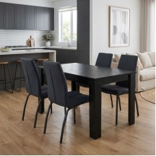 Σετ τραπεζαρία 5τμχ Darlen - Fina Megapap χρώμα sencron black - ανθρακί 125x72x74εκ. Σετ τραπεζαρία 5τμχ Darlen - Fina Megapap χρώμα sencron black - ανθρακί 125x72x74εκ.