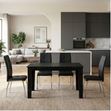 Σετ τραπεζαρία 5τμχ Darlen - Alma Megapap χρώμα sencron black - μαύρο 125x72x74εκ. Σετ τραπεζαρία 5τμχ Darlen - Alma Megapap χρώμα sencron black - μαύρο 125x72x74εκ.