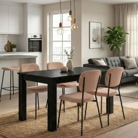 Σετ τραπεζαρία 5τμχ Darlen - Kevin Megapap χρώμα sencron black - μόκα 125x72x74εκ.