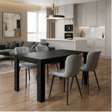 Σετ τραπεζαρία 5τμχ Darlen - Chiara Megapap χρώμα sencron black - γκρι 125x72x74εκ.