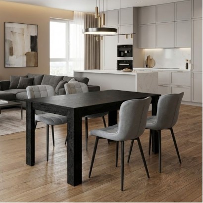 Σετ τραπεζαρία 5τμχ Darlen - Chiara Megapap χρώμα sencron black - γκρι 125x72x74εκ.