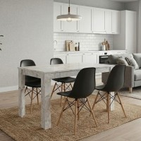 Σετ τραπεζαρία 5τμχ Darlen - Nova Megapap χρώμα λευκό εφέ μαρμάρου - μαύρο 125x72x74εκ.