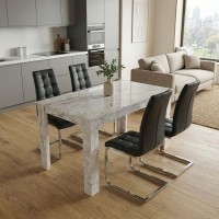 Σετ τραπεζαρία 5τμχ Darlen - Vela Megapap χρώμα λευκό εφέ μαρμάρου - μαύρο 125x72x74εκ.