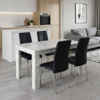 Σετ τραπεζαρία 5τμχ Darlen - Alma Megapap χρώμα λευκό εφέ μαρμάρου - μαύρο 125x72x74εκ.