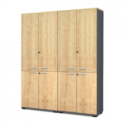 Ντουλάπα γραφείου με κλειδαριά επαγγελματική Venturo Megapap χρώμα ανθρακί - φυσικό οξιάς 160x40x200εκ.