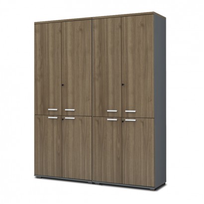 Ντουλάπα γραφείου με κλειδαριά επαγγελματική Venturo Megapap χρώμα ανθρακί - καρυδί 160x40x200εκ.