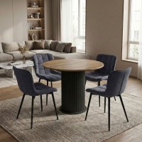 Σετ τραπεζαρία 5τμχ Bohema - Chiara Megapap χρώμα μαύρο/sepet oak - ανθρακί Ø90x77,7εκ. Σετ τραπεζαρία 5τμχ Bohema - Chiara Megapap χρώμα μαύρο/sepet oak - ανθρακί Ø90x77,7εκ.