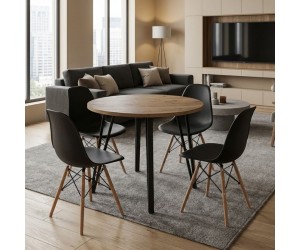Σετ τραπεζαρία 5τμχ Xana - Nova Megapap χρώμα sepet oak - μαύρο Ø90x77,5εκ. Σετ τραπεζαρία 5τμχ Xana - Nova Megapap χρώμα sepet oak - μαύρο Ø90x77,5εκ.