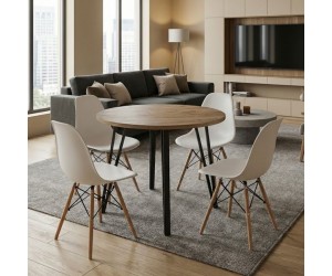 Σετ τραπεζαρία 5τμχ Xana - Nova Megapap χρώμα sepet oak - λευκό Ø90x77,5εκ. Σετ τραπεζαρία 5τμχ Xana - Nova Megapap χρώμα sepet oak - λευκό Ø90x77,5εκ.
