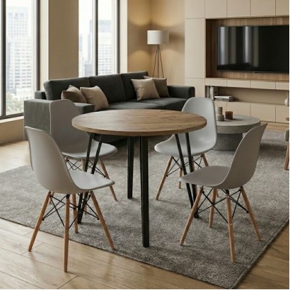 Σετ τραπεζαρία 5τμχ Xana - Nova Megapap χρώμα sepet oak - γκρι Ø90x77,5εκ. Σετ τραπεζαρία 5τμχ Xana - Nova Megapap χρώμα sepet oak - γκρι Ø90x77,5εκ.