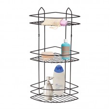 Ραφιέρα μπάνιου γωνιακή Perilla μεταλλική χρώμα μαύρο 20x20x52εκ.