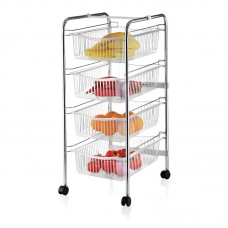 Τρόλεϊ - ραφιέρα 4όροφη Perilla μεταλλική χρώμα ασημί 43x33x80εκ.