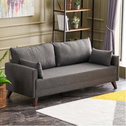 Καναπές Bella Megapap τριθέσιος υφασμάτινος χρώμα ανθρακί 208x81x85εκ.