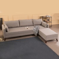 Γωνιακός καναπές Bella Megapap δεξιά γωνία υφασμάτινος χρώμα κρεμ 275x165x85εκ.