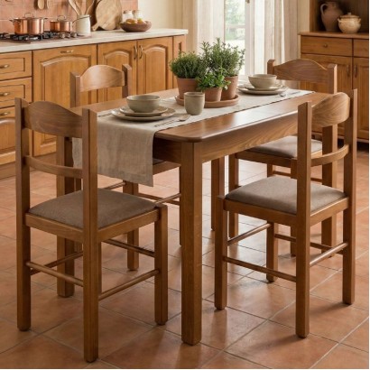 Σετ τραπεζαρίας Bergen-Virginia Megapap 5 τμχ μασίφ ξύλο-MDF με επεκτεινόμενο τραπέζι 120/150x68x77εκ.