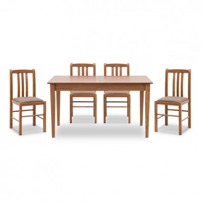 Σετ τραπεζαρίας Adare Megapap 5 τμχ μασίφ ξύλο - MDF με επεκτεινόμενο τραπέζι 140/180x78x77εκ.