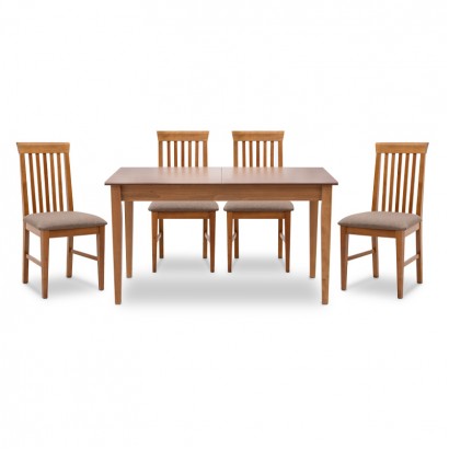 Σετ τραπεζαρίας Adare-Francis Megapap 5 τμχ μασίφ ξύλο-MDF με επεκτεινόμενο τραπέζι 140/180x78x77εκ.