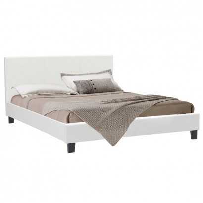 Κρεβάτι Nevil pakoworld 150x200 PU χρώμα λευκό ματ