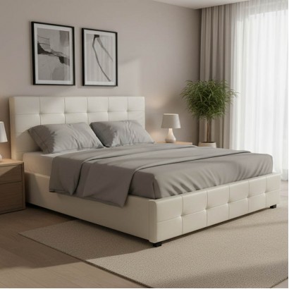 Κρεβάτι Roi pakoworld 160x200 PU λευκό ματ + αποθηκευτικό χώρο Κρεβάτι Roi pakoworld 160x200 PU λευκό ματ + αποθηκευτικό χώρο