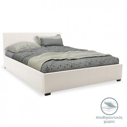 Κρεβάτι Norse pakoworld pu λευκό με αποθηκευτικό χώρο 160x200εκ