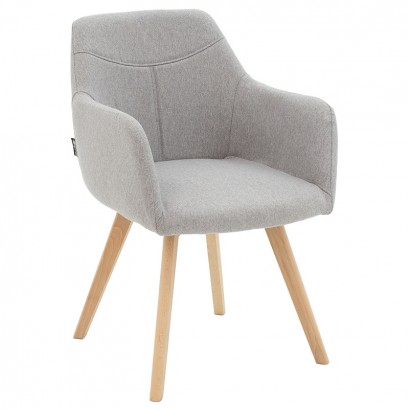 Πολυθρόνα Nasima pakoworld ύφασμα γκρι-φυσικό 57x58x84εκ