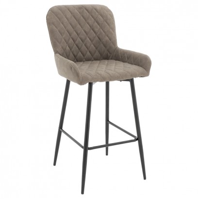 Σκαμπό bar Delicacy pakoworld μεταλλικό μαύρο-ύφασμα antique γκρι-καφέ antique