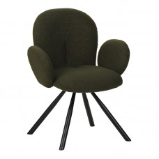Πολυθρόνα Garzele Inart πράσινο μπουκλέ ύφασμα-πόδι μαύρο μέταλλο 68x66x82.5εκ