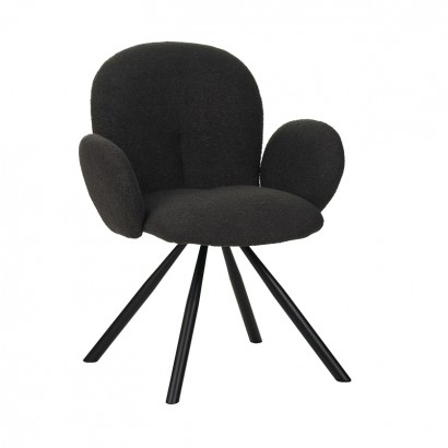 Πολυθρόνα Garzele Inart ανθρακί μπουκλέ ύφασμα-πόδι μαύρο μέταλλο 68x66x82.5εκ