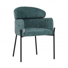 Πολυθρόνα Tolerse Inart πράσινο ύφασμα-πόδι μαύρο μέταλλο 58x57x80εκ
